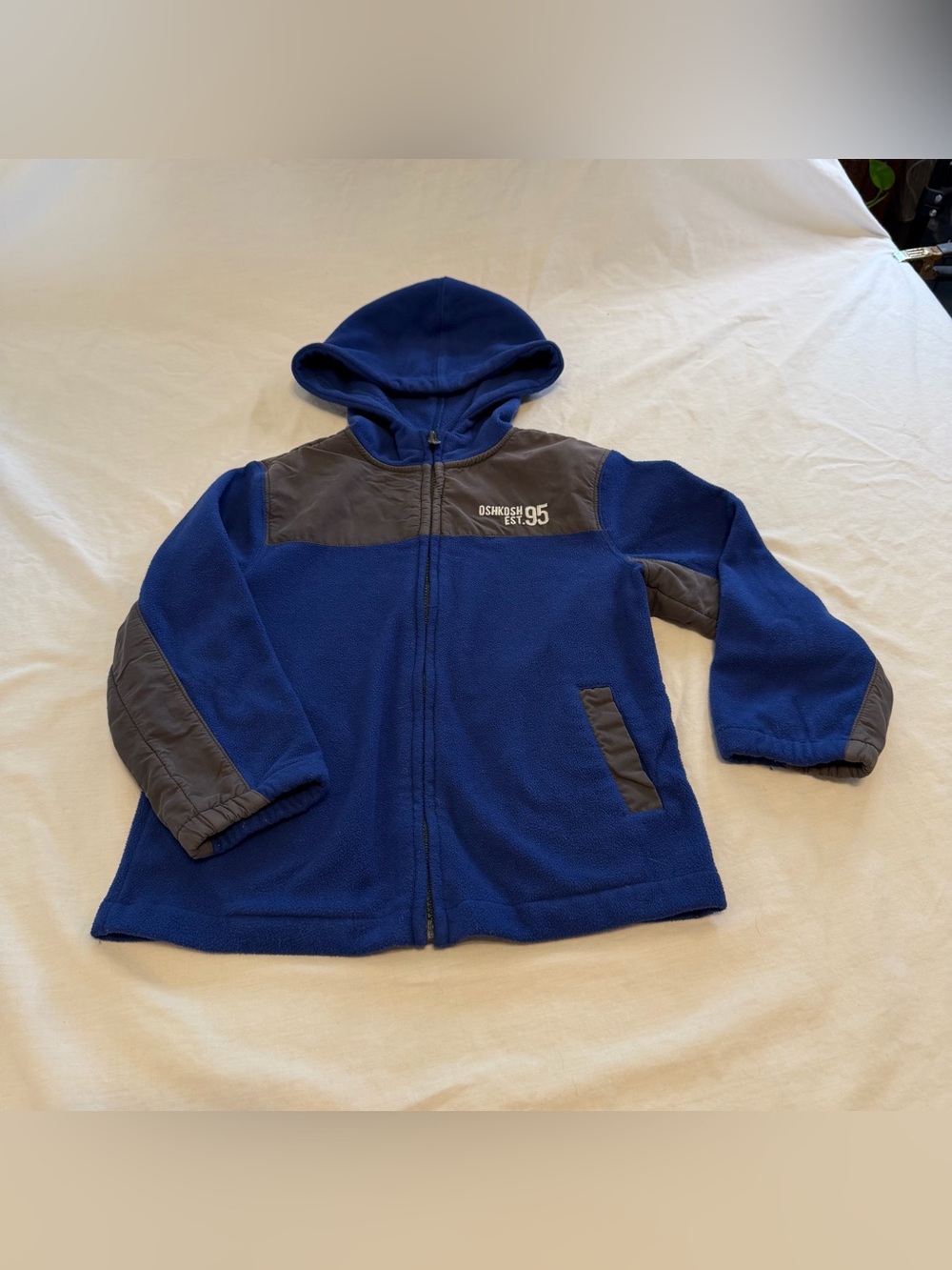 OshKosh B'gosh Blue & Gray Hooded Fleece Jacket - Kids Size 5